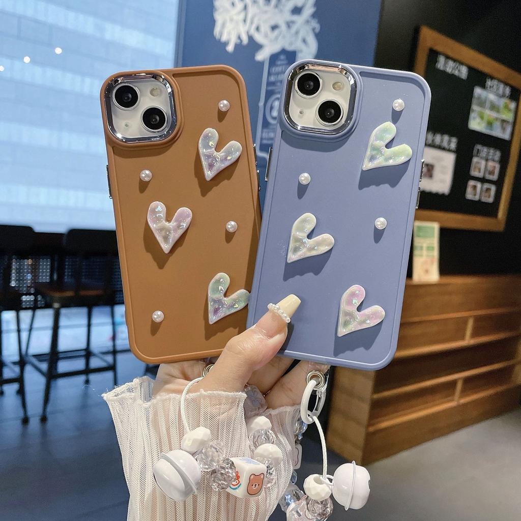 Suitable for Apple 16PRO Metal Photo Frame Pearl Love Mobile Phone Case IPhone 7P/XR Solid Color Protection Case