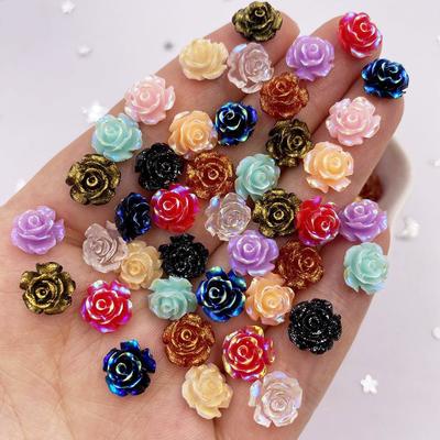 50 tk 10 mm AB vaigu sädelev roos lameda seljaga lill Rhinestone Gem väljalõigete album Pulmadekoratsioon Aplikatsioon Käsitöö DIY küünekunst