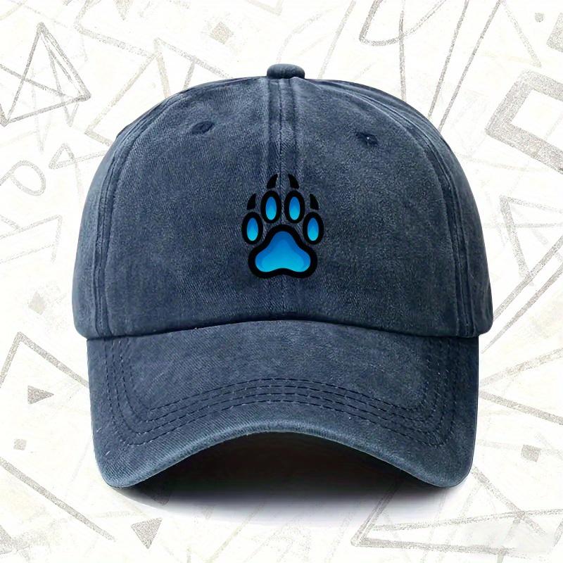 Pc Vintage Washed Hat with Paw Print Design Unisex Solid Baseball Cap AllSeason Wear Ideal Gift for Weddings Parties and