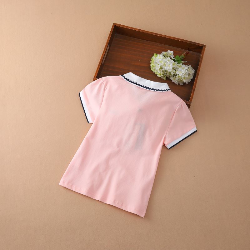 Dívčí polokošile léto Krátké rukávy Topy Dětské Bavlněné tričko Oblečení s límečkem pro děti 4-12 let Roztomilé oblečení