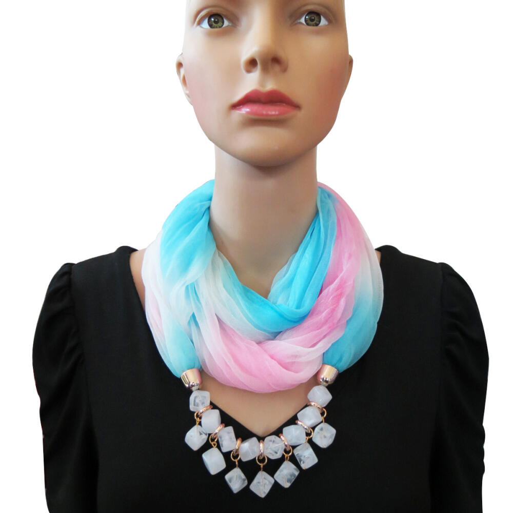 Summer Sunscreen Scarf Gradient Silk Scarf Scarf Resin Necklace Pendant Women's Jewelry Scarf