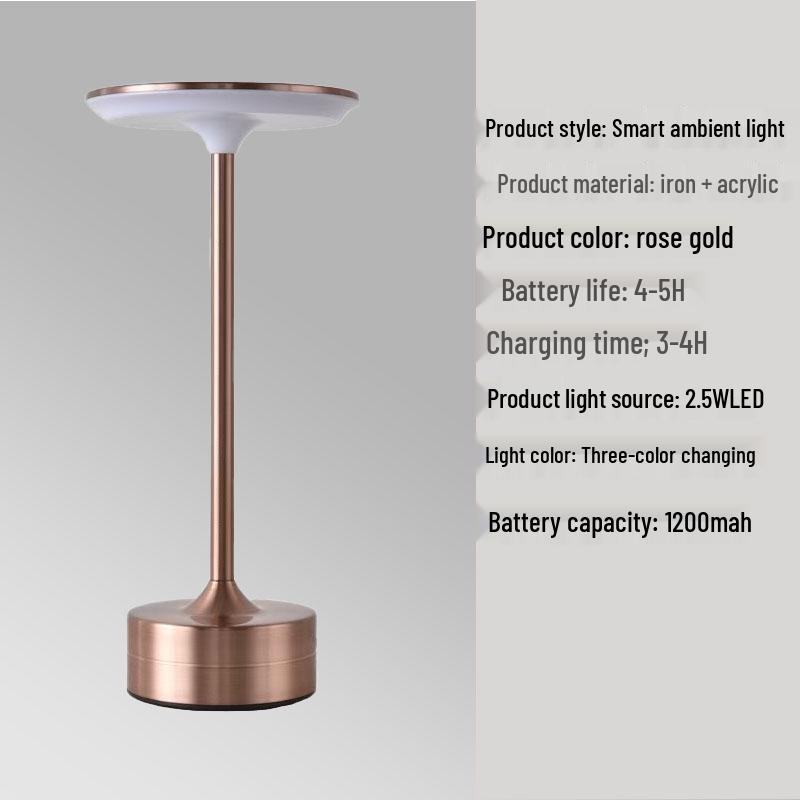 LED Retro Touch Table Lamp – Induction Flying Saucer Design for Hotels & Restaurants, Rechargeable I-Shaped Metal Lighting Fixture.