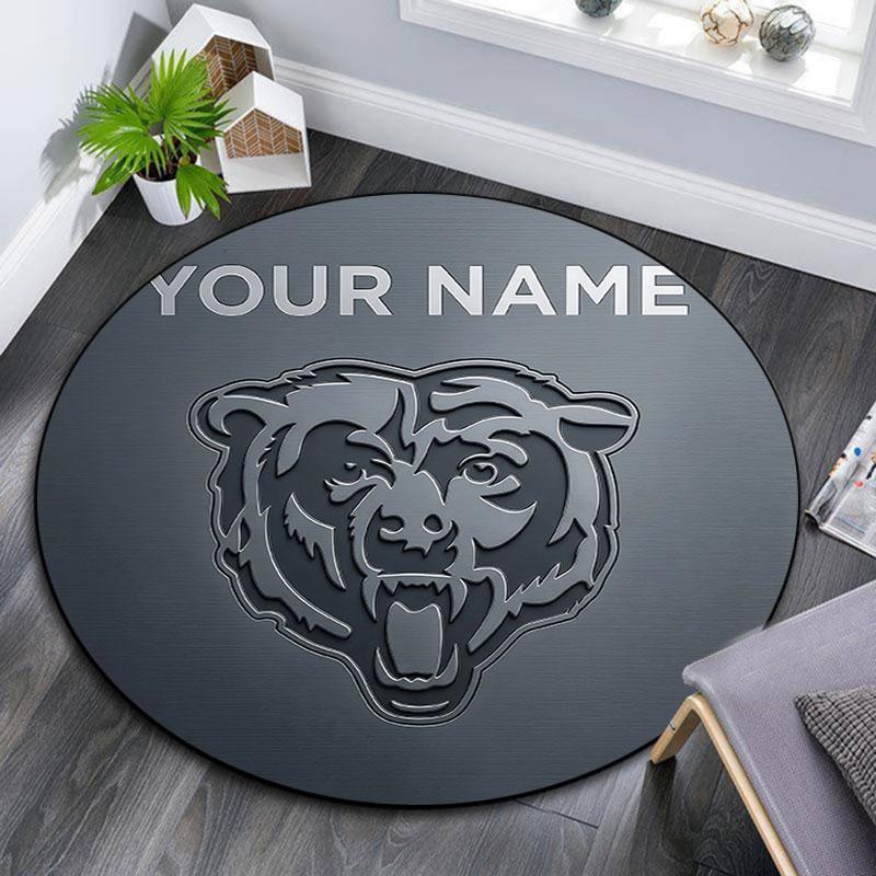 Custom Name,Chicago Bears pattern round rug,Carpet Rug for Living Room Bedroom Playroom ,Non-slip Floor Mat,Holiday Gifts and Birthday Gifts.
