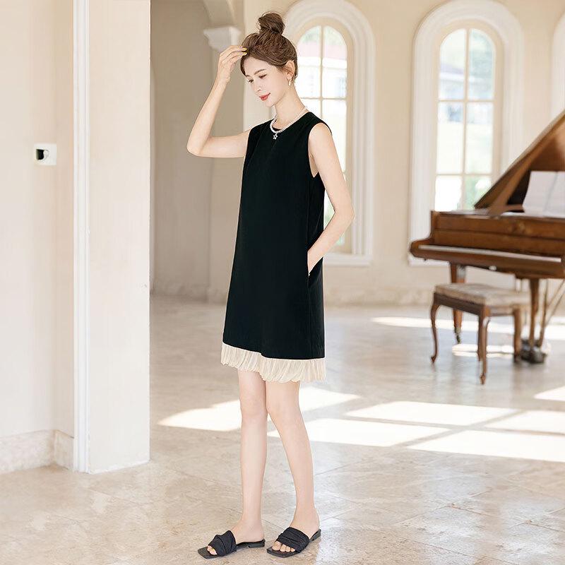 Sybaish 2025 Summer Color Block Sleeveless Vest Dress