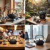 Qoexio Iron Teapot, Nambu Ironware, IH Compatible, Teapot with Tea Strainer, Iron Supplementation, Suitable for Direct Flame, Traditional Craft, Gift