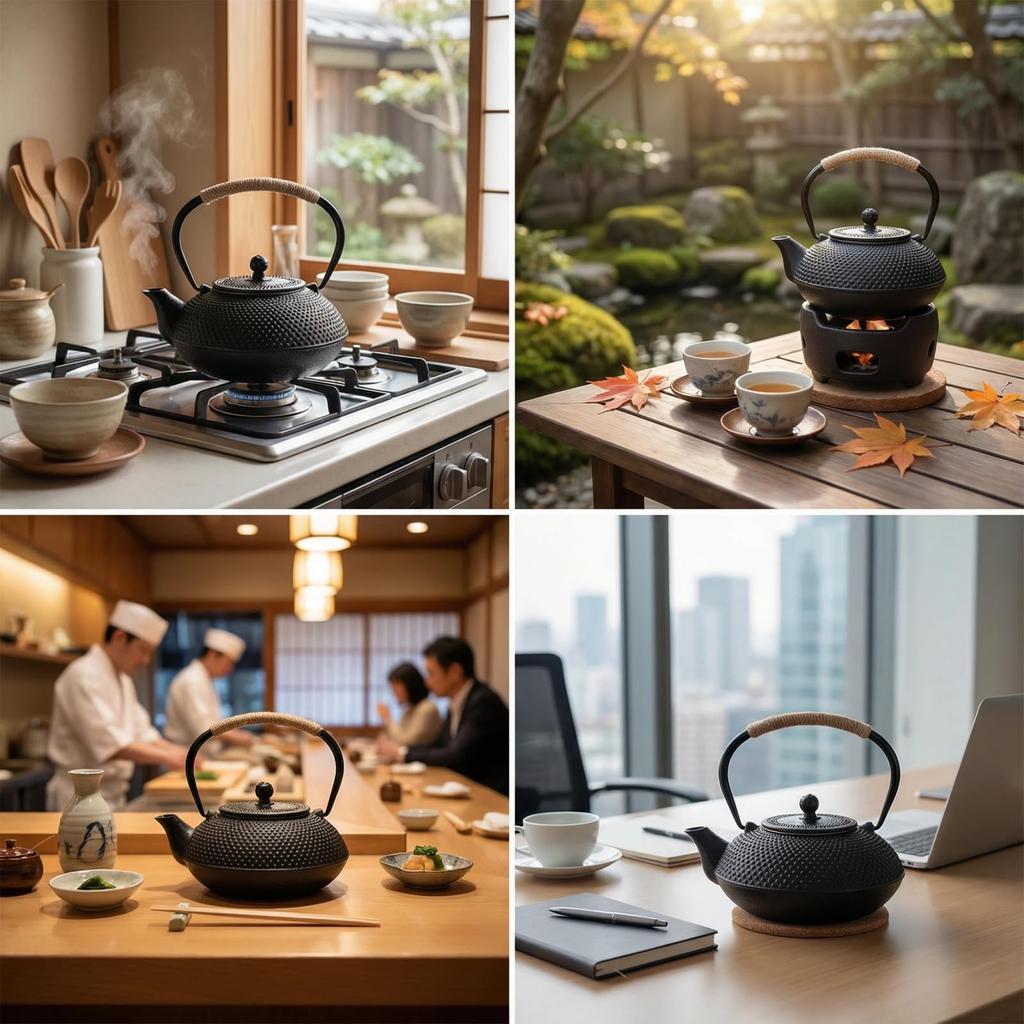 Qoexio Iron Teapot, Nambu Ironware, IH Compatible, Teapot with Tea Strainer, Iron Supplementation, Suitable for Direct Flame, Traditional Craft, Gift