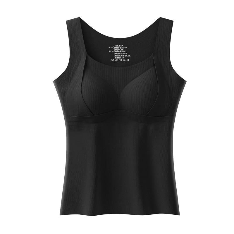 Damen Antistatische Lange Warme Weste: Eingebaute BH-Polster, Acryl, Weiche einteilige Innen- und Oberbekleidung für Herbst/Winter