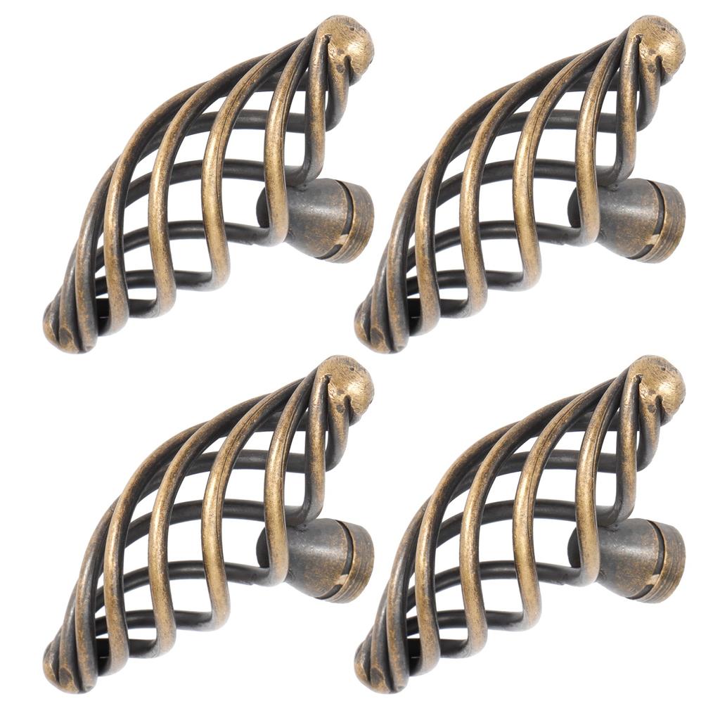 4Pcs Door Handle Antique Zinc Alloy Pull Knobs Closet Wardrobe Drawer Cabinet Hardware Accessory