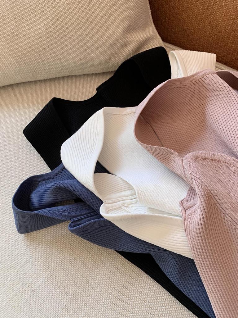 2025 Summer Knit Vest: Women's Slimming Design, Versatile Style with Curved Neckline and Loose Straps