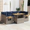 VidaXL Garden Lounge Set with Cushions 7 Pcs Grey Wicker, Outdoor Sofa Set, Corner Sofa Set 3327568