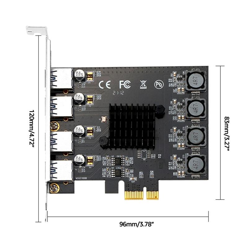 Usb 3.0 PCIE pansion Card 4 Ports PCI-E to USB3.0 Adapter Card Pcie Usb Hub with 4pin Power Interface for OS for Windo