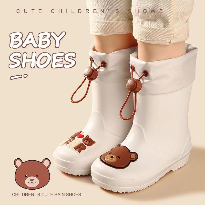 Kids' Non-slip Waterproof Cartoon Rain Boots with Drawstring