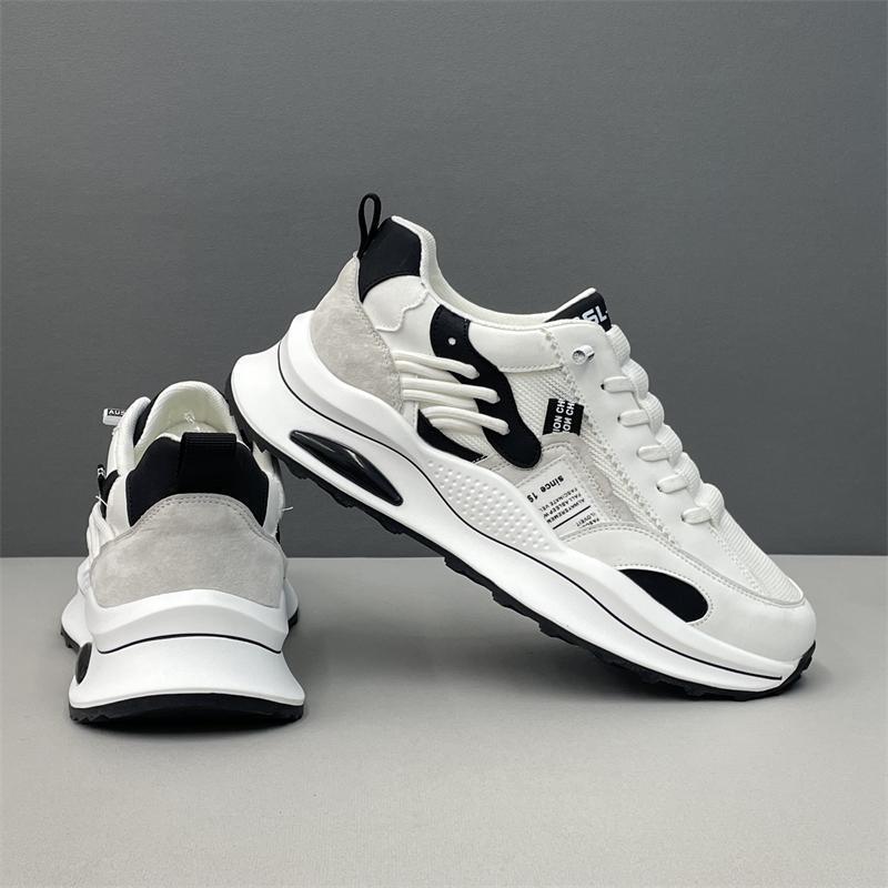 Autumn Men's New Breathable Mesh Sports Shoes, Men's Trendy White Shoes, Thick Soled  Trendy Shoes