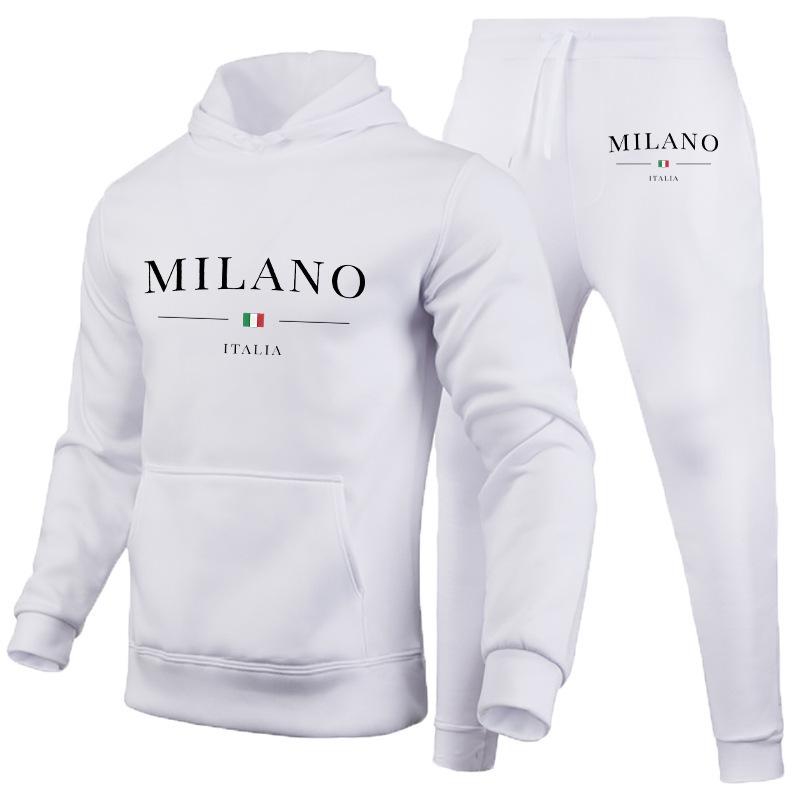 Men's Hoodie Set Milan Printed Sweatshirt Sweatpants Men's Hooded Top + Jogging Pants