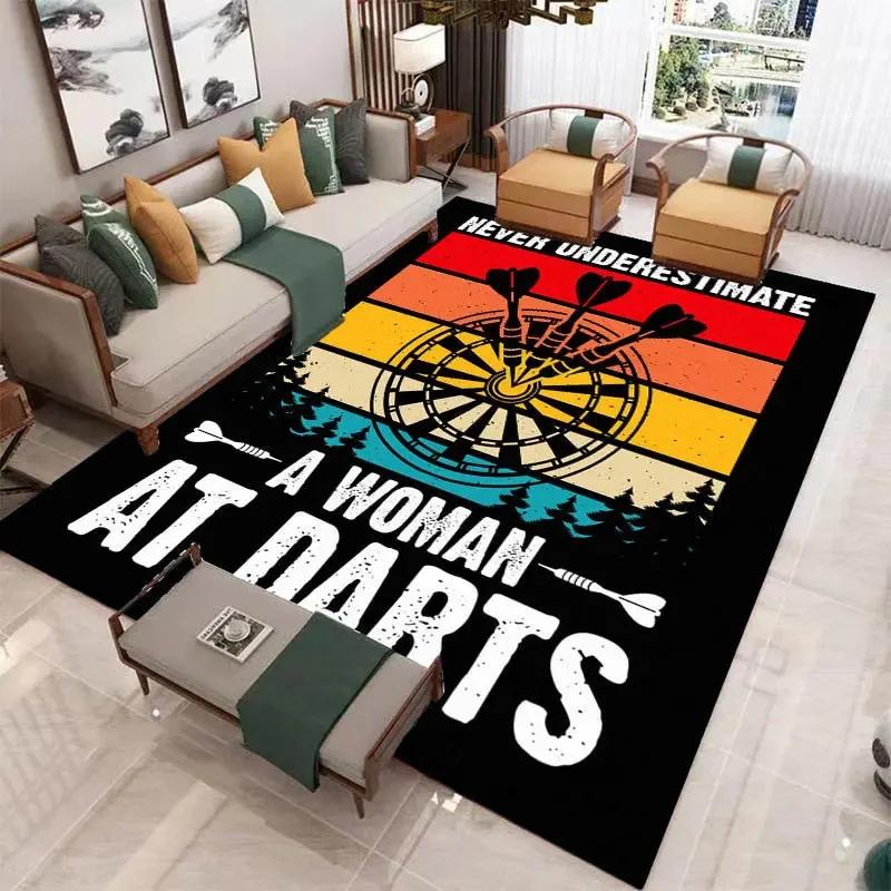 Sport Carpet Dart Board Arrow Floor Mat Dart Target Print Rugs Living Room Game Room Bedroom Rug Non-slip Door Mat Home Decor
