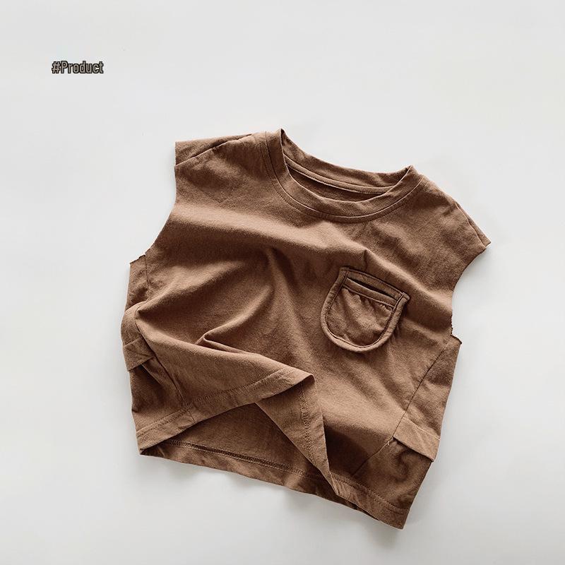 

Детская хлопковая майка без рукавов в корейском стиле - Дышащая, модная летняя одежда для мальчиков и девочек 120 cm кофейный