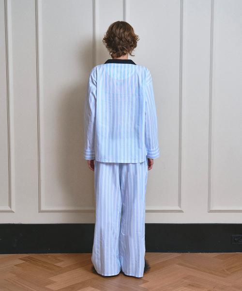 [VINAJ] Jenny Stripe Pajama Shirt (Baby Blue) [Shipped from Korea] 100% Authentic