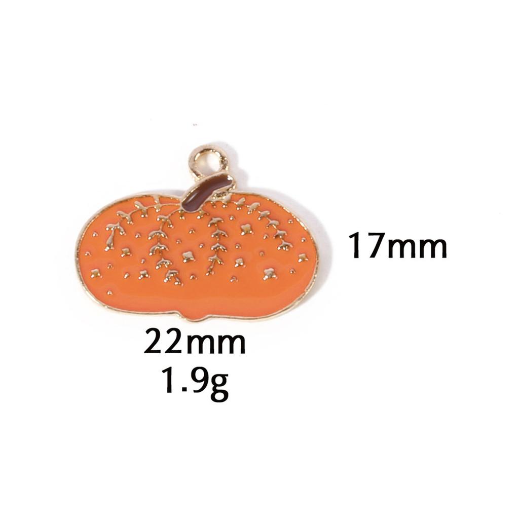 10 Pcs Zinc Based Alloy Autumn Style Halloween Charms Orange Pumpkin Enamel Gold Color Metal Pendants For DIY Jewelry Making