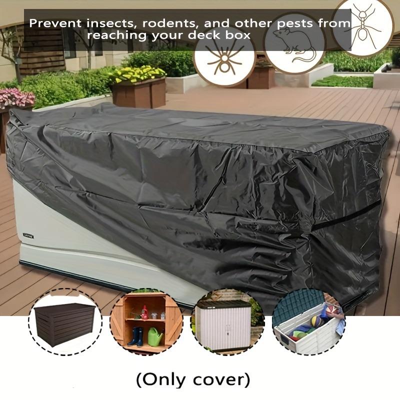 Einteilige Outdoor-Terrassenbox-Abdeckung - Schwarzes Premium-Oxford-Gewebe - Kompatibel mit den meisten anderen Terrassenboxen (nur Hülle)