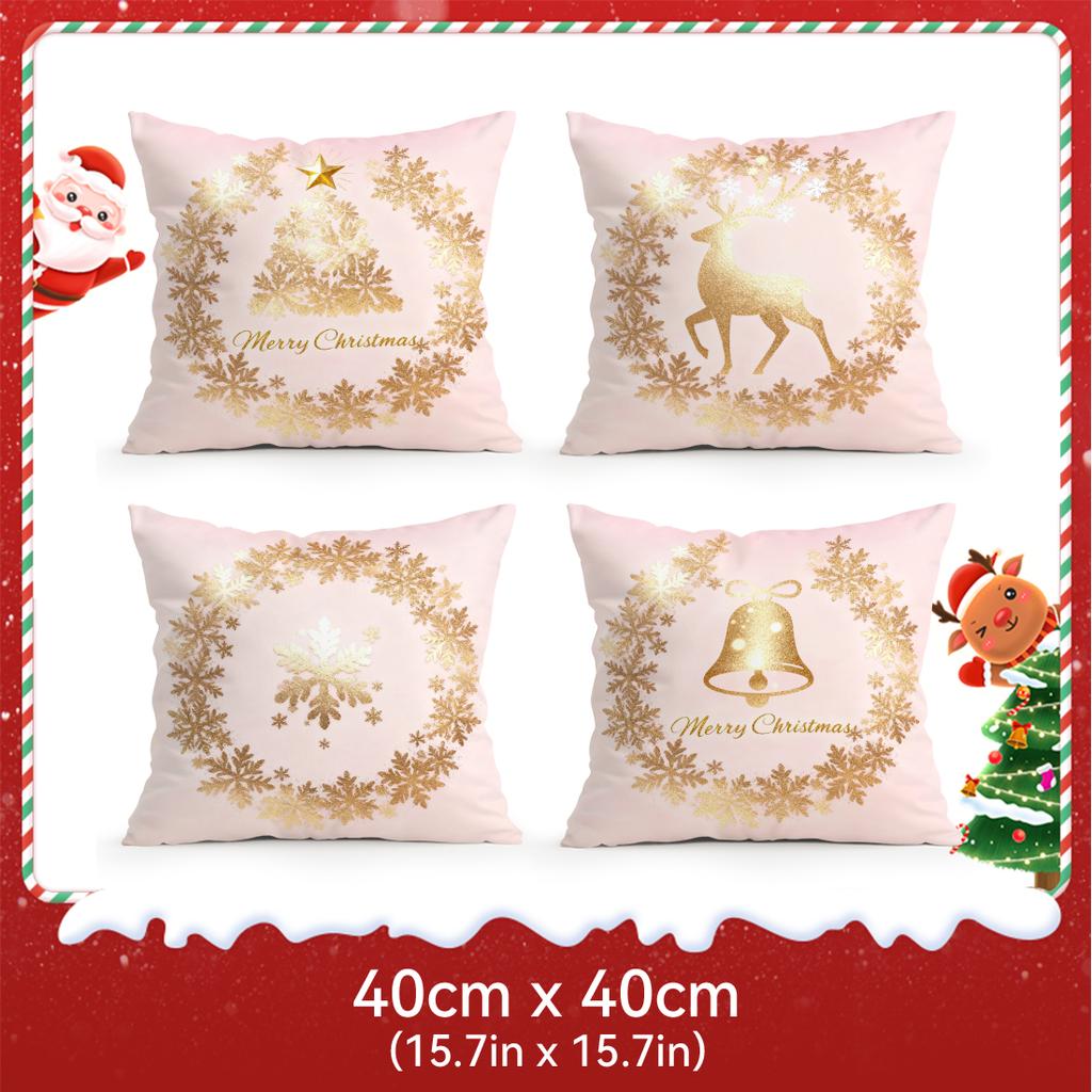 Pink Gold Christmas Theme Cushions Pillowcase Polyester Cushion Cover Throw Pillow Pillowcover Home Car Sofa Decor
