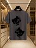 2026 New Arrival 100 Cotton Tshirt Cute Climbing Black Cat Cartoon Print Crew Neck Unisex Loose Fit Casual Short Sleeve