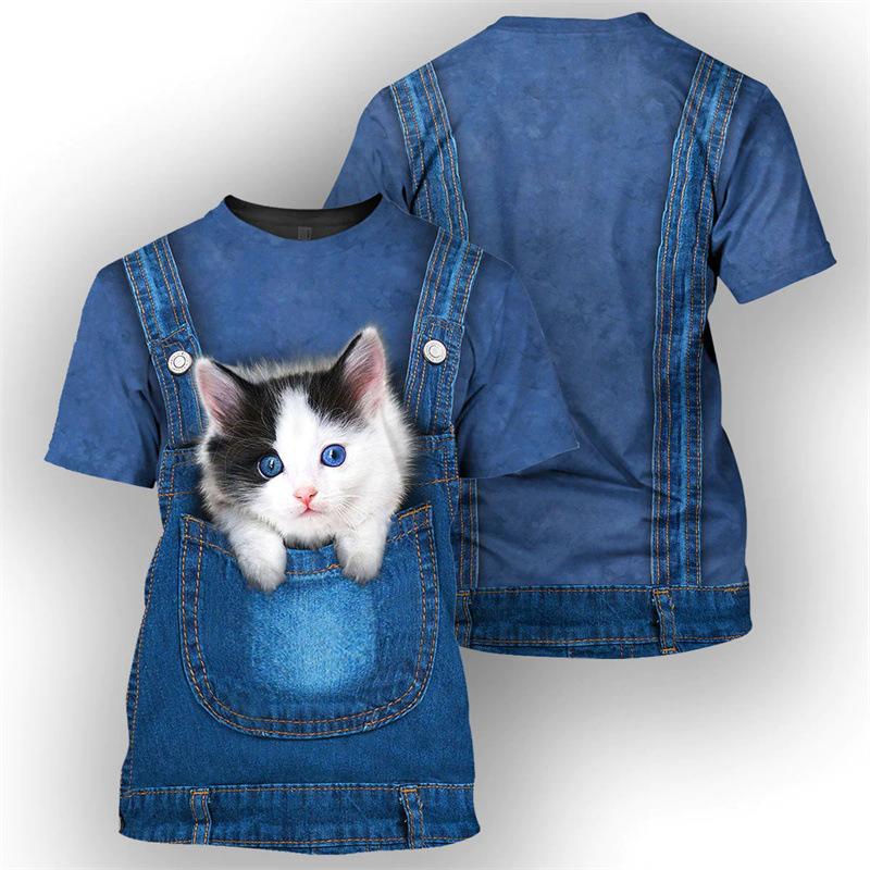 Summer Round Neck 3D Animal Pattern Print Top Fashionable Casual Short Sleeved Men's and  Women's Unisex T-shirts