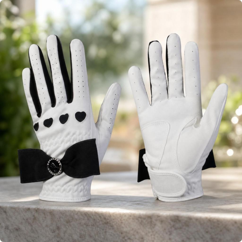Enhanced Grip Golf Gloves with Bow Snug-Fit Microfiber Comfortable