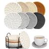 8/10 Pcs Cotton Rope Drink Coasters Round Dinner Plate Mat Set Mid Century Modern Hot Pads  Desk