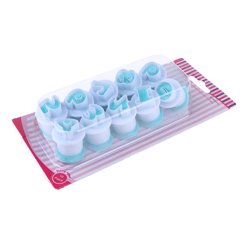 10 Pcs/Set Plastic Plunger Cookie Chocolate Cutter Baking Mold Numbers Fondant Mold Cake Decorating Tool