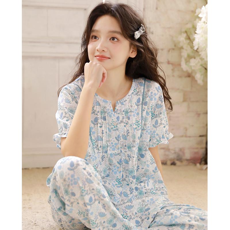 Huayue Women's Short Sleeved Pants Home Clothing Set