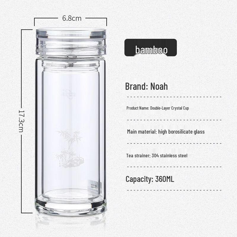 Noah Premium Double-Wall Glass Tea Infuser Bottle