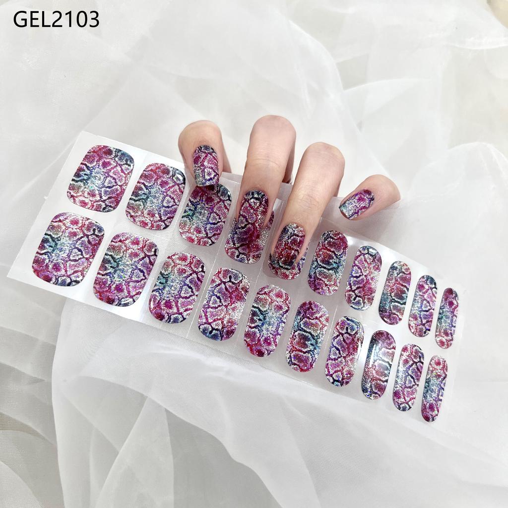 Custom Logo Semi Cured Gel Nail Sticker Waterproof Full Cover Gel Nail Wraps