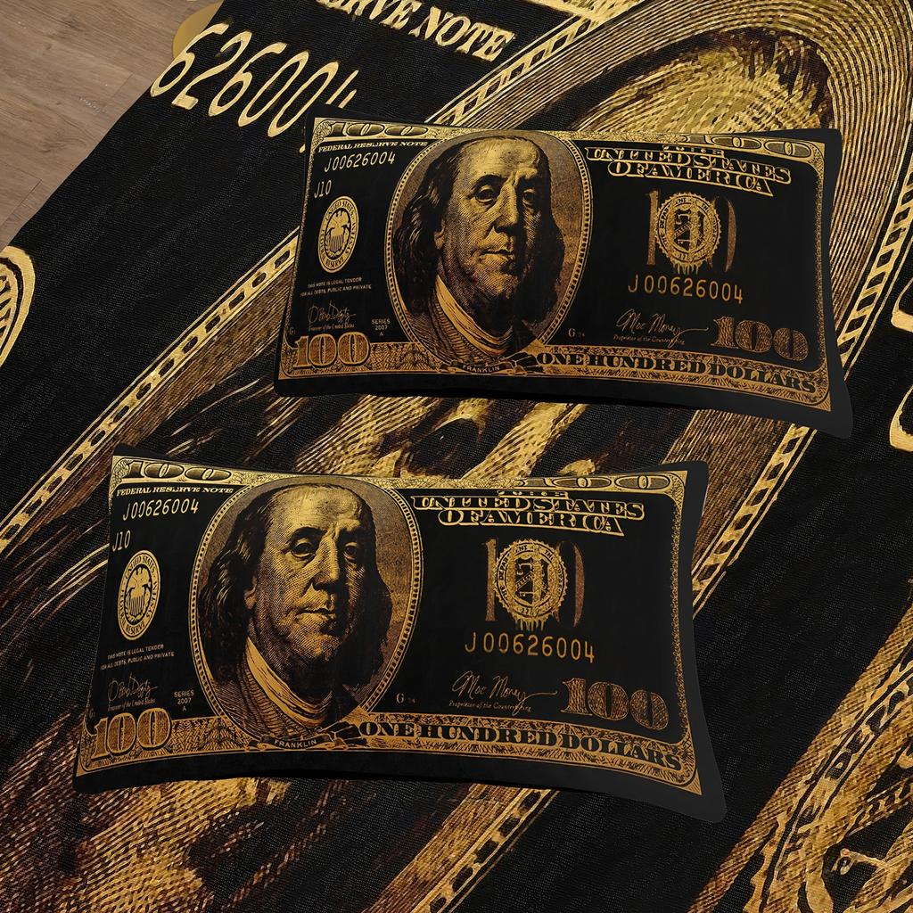 Dollar-Muster Bettwäsche-Set Waschbares Polyester-Mikrofaser-Bettwäsche-Set Weich Und Bequem Schlafzimmer Gästezimmer Bettwäsche-Set