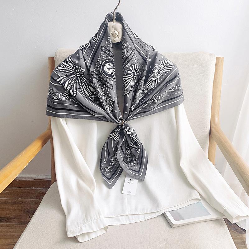 90CM Four Seasons Square Large Square Scarf Luxury Decorative Shirt Professional Headscarf Hairband Sunscreen Headscarf