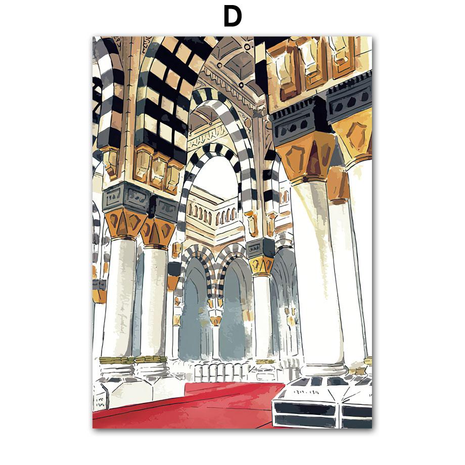 Kutsal Mekke Kabe İslam Camii Hacı duvar sanatı tuval yağlıboya Dekoratif Posterler Ve Baskılar Duvar Resimleri Için Oturma Odası