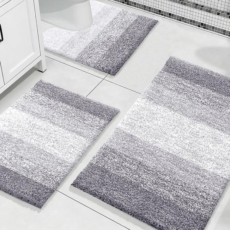 Set di Tappetini da Bagno Ispessiti in Floccato: Assorbente, Antiscivolo, Set da 3 Pezzi per WC