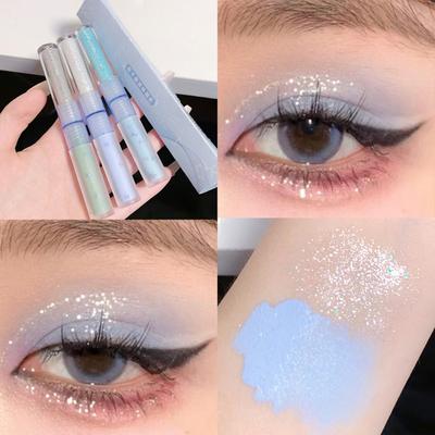 Glitzernder flüssiger Lidschatten, Perlmutt-Highlighter, glänzender Lidschatten, Pailletten, wasserfest, dauerhaftes Lidschatten-Make-up