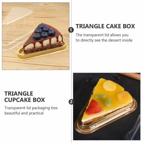 Cabilock 100pcs Cake Boxes, Triangle Pie Boxes, Clear Plastic Containers with Lids, Plastic Cake Carriers, Mini Cake Domes, Plastic Cake Slice Boxes,