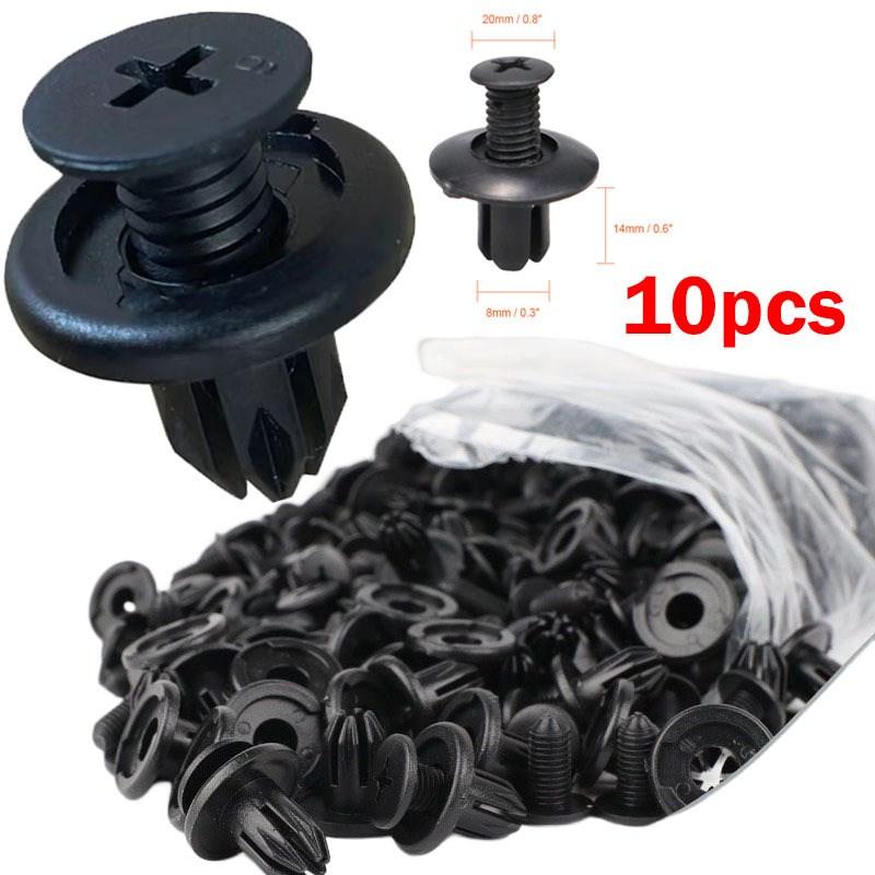 5/100 Pièces 8mm Rivets En Plastique Attaches Vis Voiture Pare-chocs Garde-boue Noir Rivet Voiture Attache Clips Pour Toyota Focus Kia Nissan Yamaha