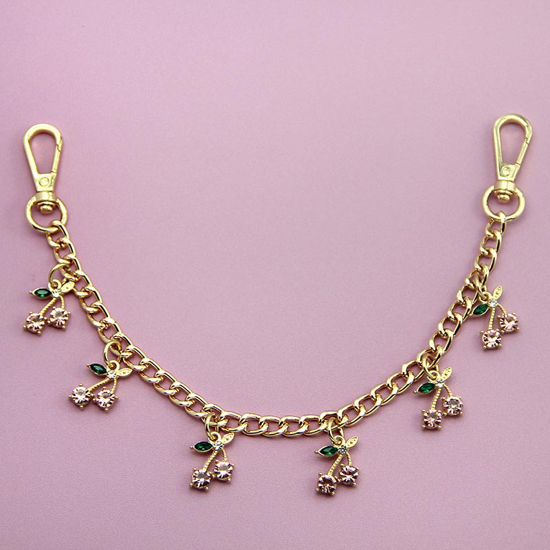 Temperament Glass Stone Red Cherry Chain Jewelry Bag Hanging Jewelry Bag Charm Bag Accessories