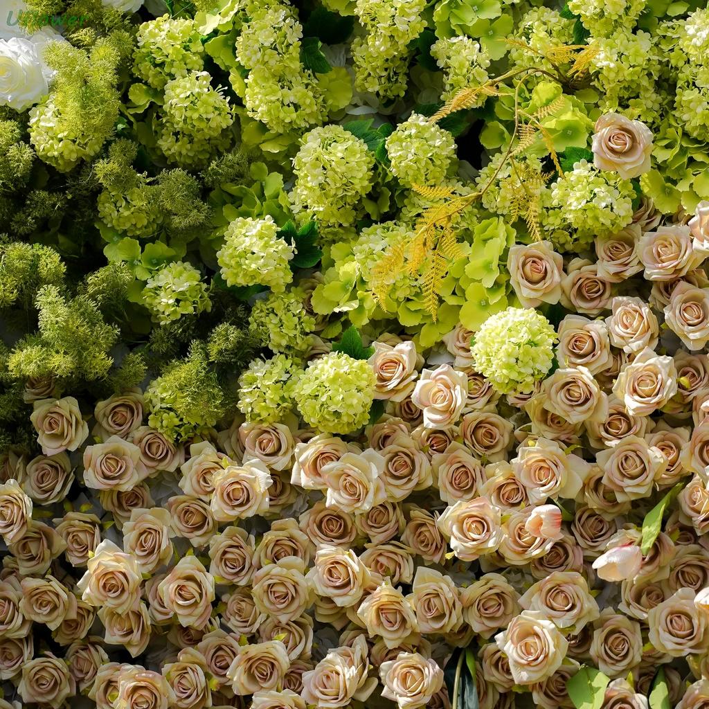 Uflower Artificial White & Red Rose Flower Wall Roll-Up Fabric Backdrop Wedding Event Party Decorations Curtain Floral Theme