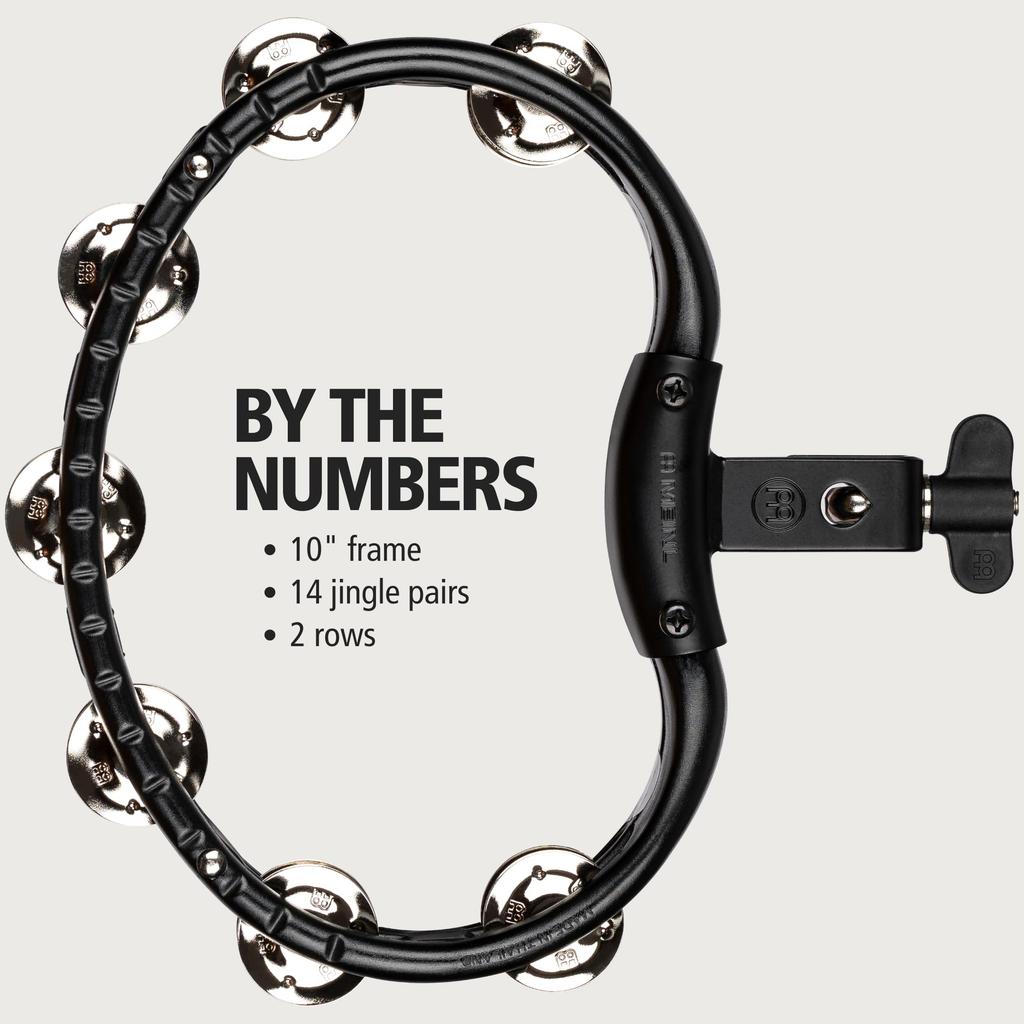 MEINL Percussion Traditional ABS Tambourine Steel Jingles Black TMT2BK []