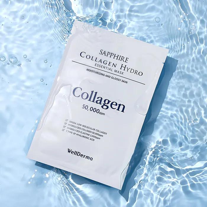 Moisture Collagen Pack_Wellderma Sapphire Collagen Hydro Essential Mask Pack 10 sheets
