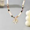 Stylish Irregular Pearls Chain Jewelry Adjustable Collarbone Necklace Heart Charm For Party Vacation Accessories