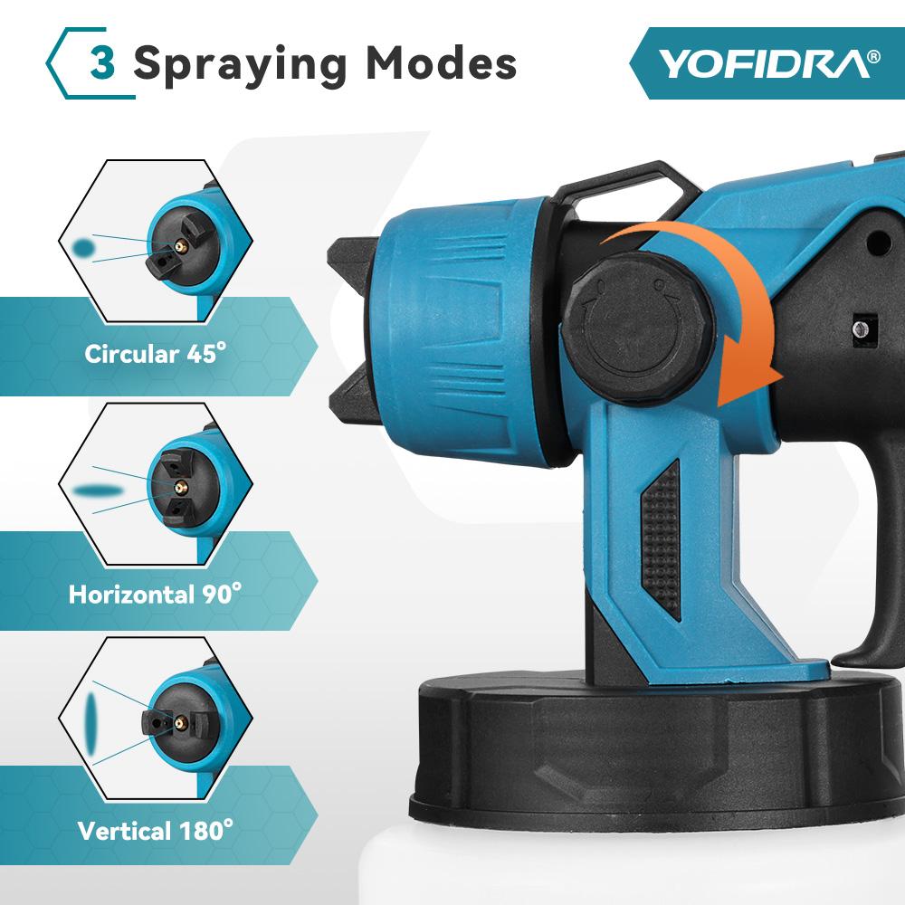 Yofidra 1000ML Electric Spray Gun Powerful Portable Paint Sprayer Cordless Auto Furniture Coating Airbrush For Makita 18V Battery
