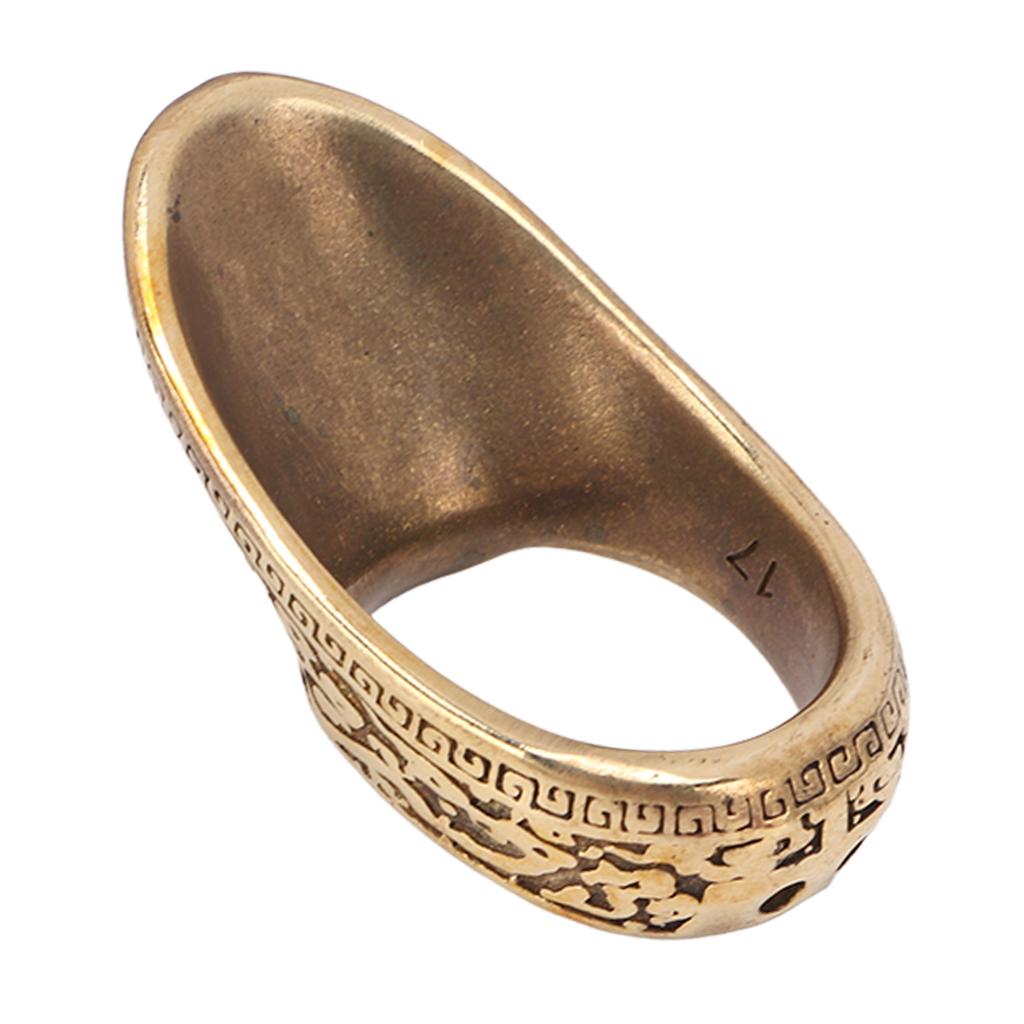 Bågskytte Tumringar Bra Skydd Graveringsmönster Mässing Fingerskydd med Anti-Tappsnöre för Utomhusjakt