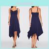 Fashion Summer Womens Sleeveless Vneck Dress With Irregular Printing And Strap Details