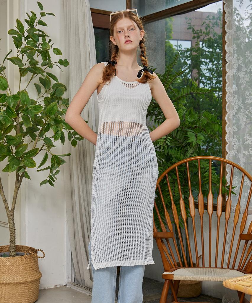 Itove Seoul Net Knit Dress - White
