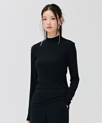 CHASECULT Women'S Basic Mock Neck T-Shirt - Black