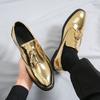 Fashion 2025 Fashion Golden Men's Social Shoe Casual Glitter Leather Loafers Shoes for Men Slip-on Pointed Toe Dress Shoes Men Footwear